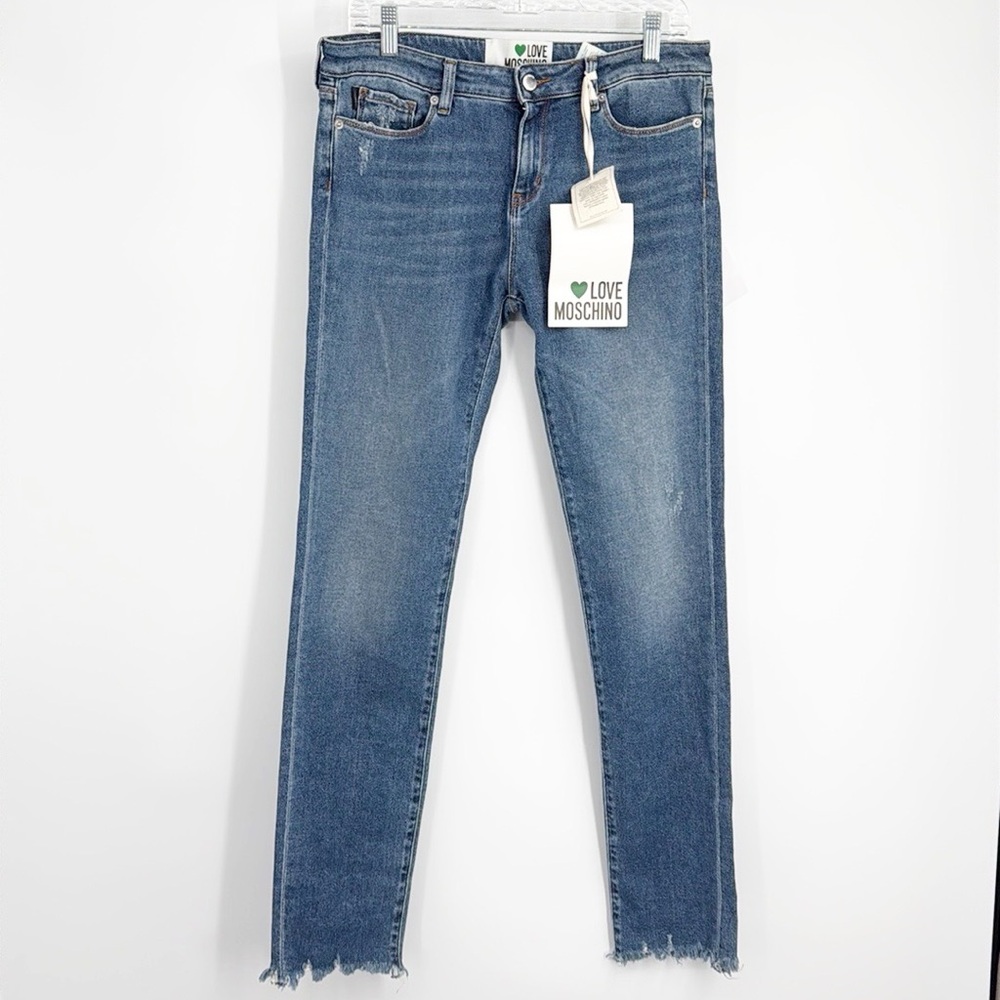 Love Moschino Raw Hem Medium Wash Jeans size 29 NWT